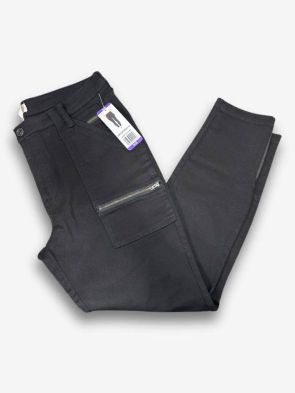 Joie Black Cargo Utility Pants High Rise Stretch Cotton Zipper Pocket Size 16